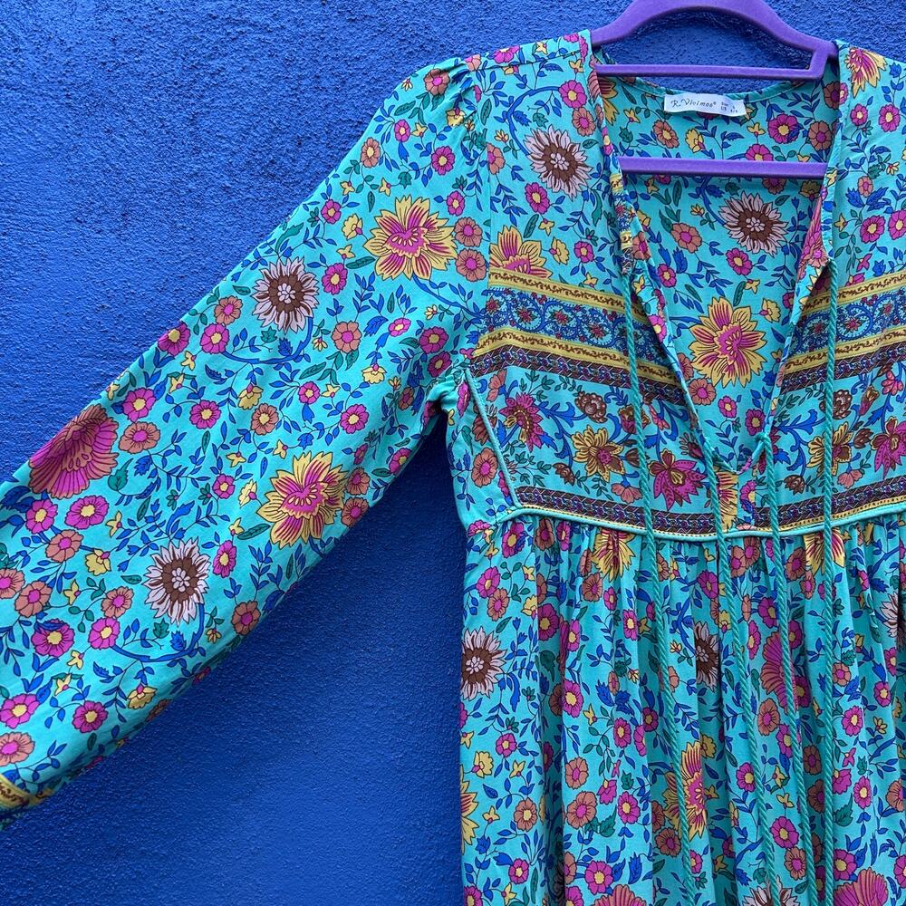 r vivimos blue tasseled boho nap dress - Picture 3 of 4